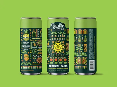 Tropical Oasis cocktail design illustration label design package design packaging