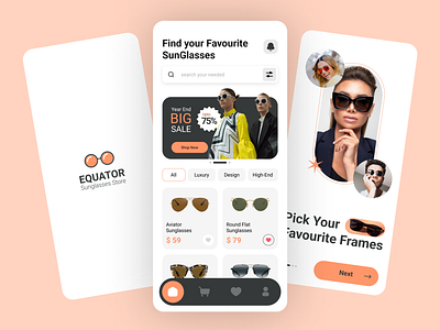 E-Commerce App app app design buy ecommerce googles ios iphone mobile app sell sunglasses ui uiux ux