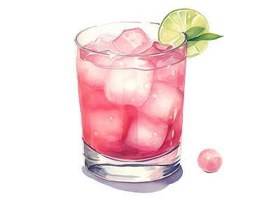 Pink Melon Ball Cocktail Illustration low ball glass melon ball cocktail pink cocktail