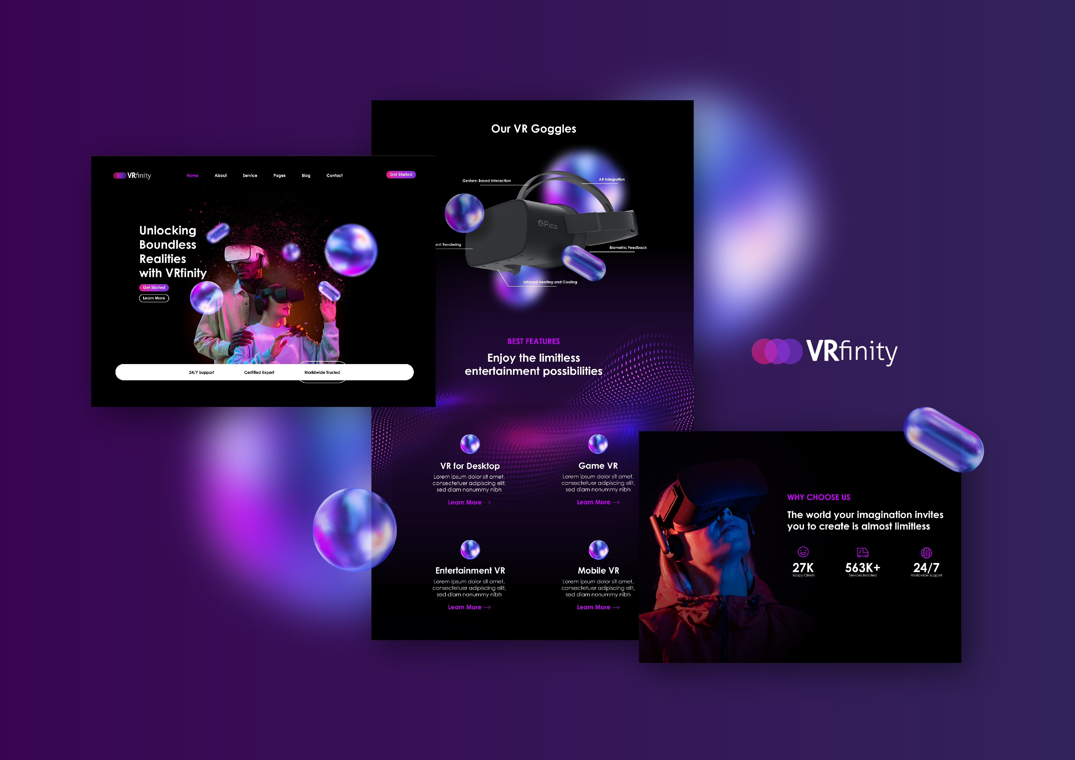 VRfinity Website Design design graphic design ui web design web graphics