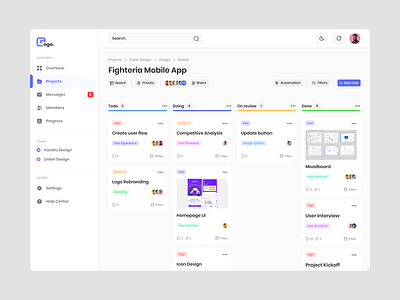 Project Management Dashboard figma figmadesign mobile app project project management ui ux
