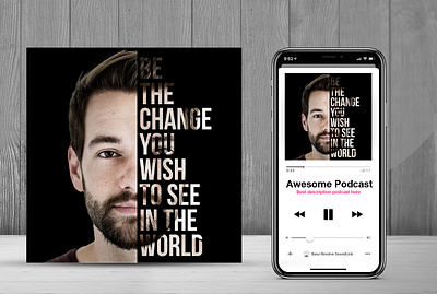 Face text effect face text facepotrait podcast cover text text on face typography