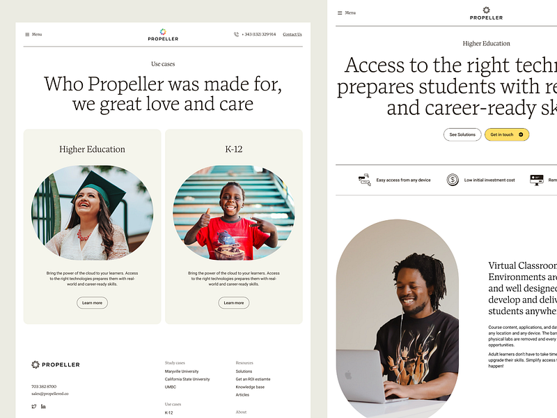 Propeller use cases edtech education friendly k12 rounded school student use case web design
