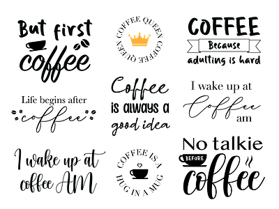 Coffee Quotes Bundle coffee designs font funny graphic design icons illustration print designs quotes typography