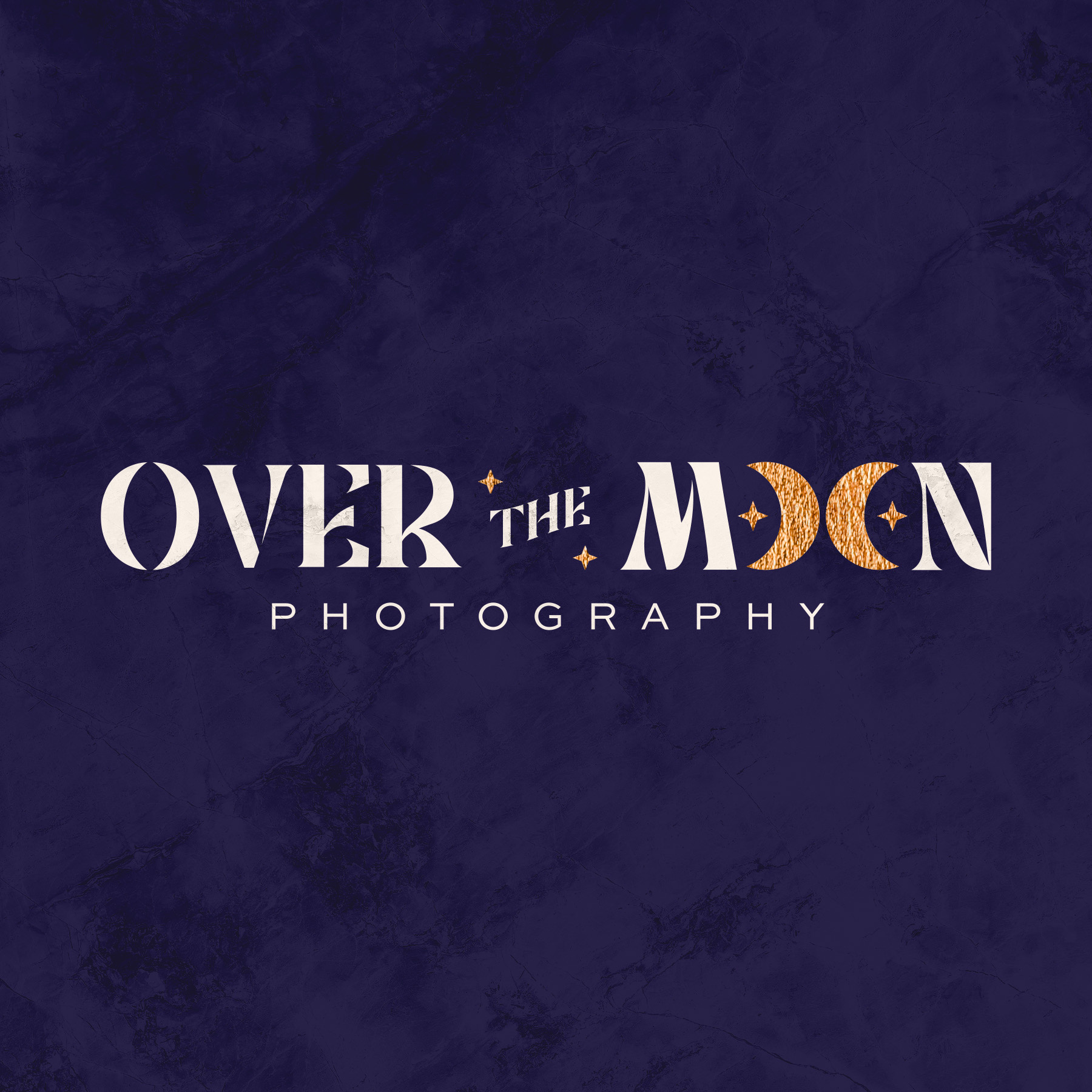 Over the Moon Photography (Halloween Design #1) brand design brand identity branding design gold graphic design halloween icon illustrator logo logo design moon photo photography photoshoot photoshop purple stars