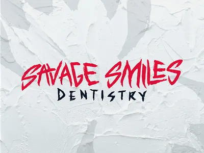 Savage Smiles Dentistry (Halloween Design #2) blue brand design brand identity branding challenge dentist graphic design halloween hand drawn icon illustrator logo logo design mockup photoshop red teeth vector werewolf white