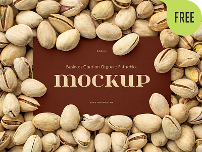 Free Business Card Mockup on Organic Pistachios branding business card company free freebie identity logo mockup mockups nuts organic paper paper card pistachio pistachios