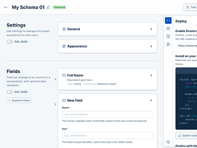 Schema Builder 🛠️ ⚡️ appearence builder cards collapsible drag dromo edit fields icons light saas schema settings sidebar toggle tools ui ux