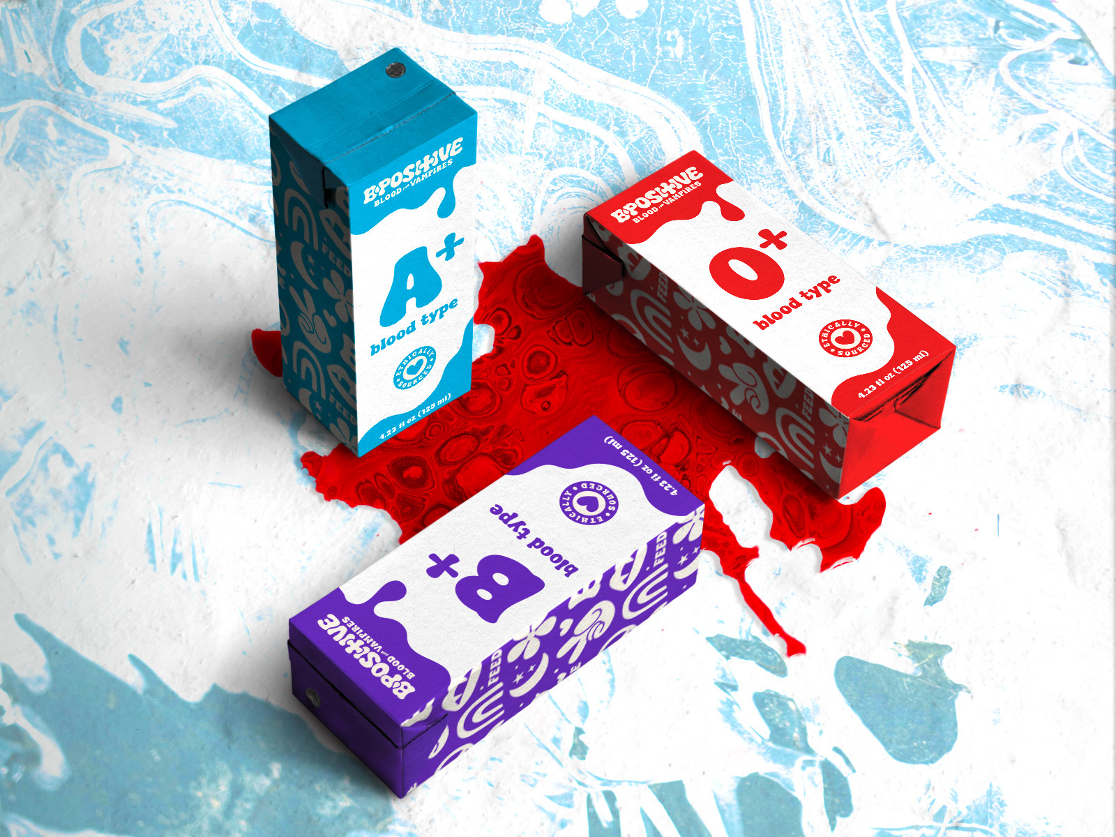 B•Positive - Blood for Vampires (Halloween Design #4) blood brand design brand identity branding design donation halloween hand drawn illustration illustrator logo logo design mockup october packaging pattern photoshop red vampires vector