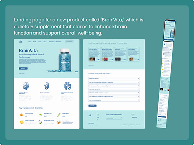 Landing page for advertising a medical product. design ui web
