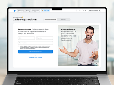 inFakt / Start a new company accounting app form infakt invoicing landing page new company ui website