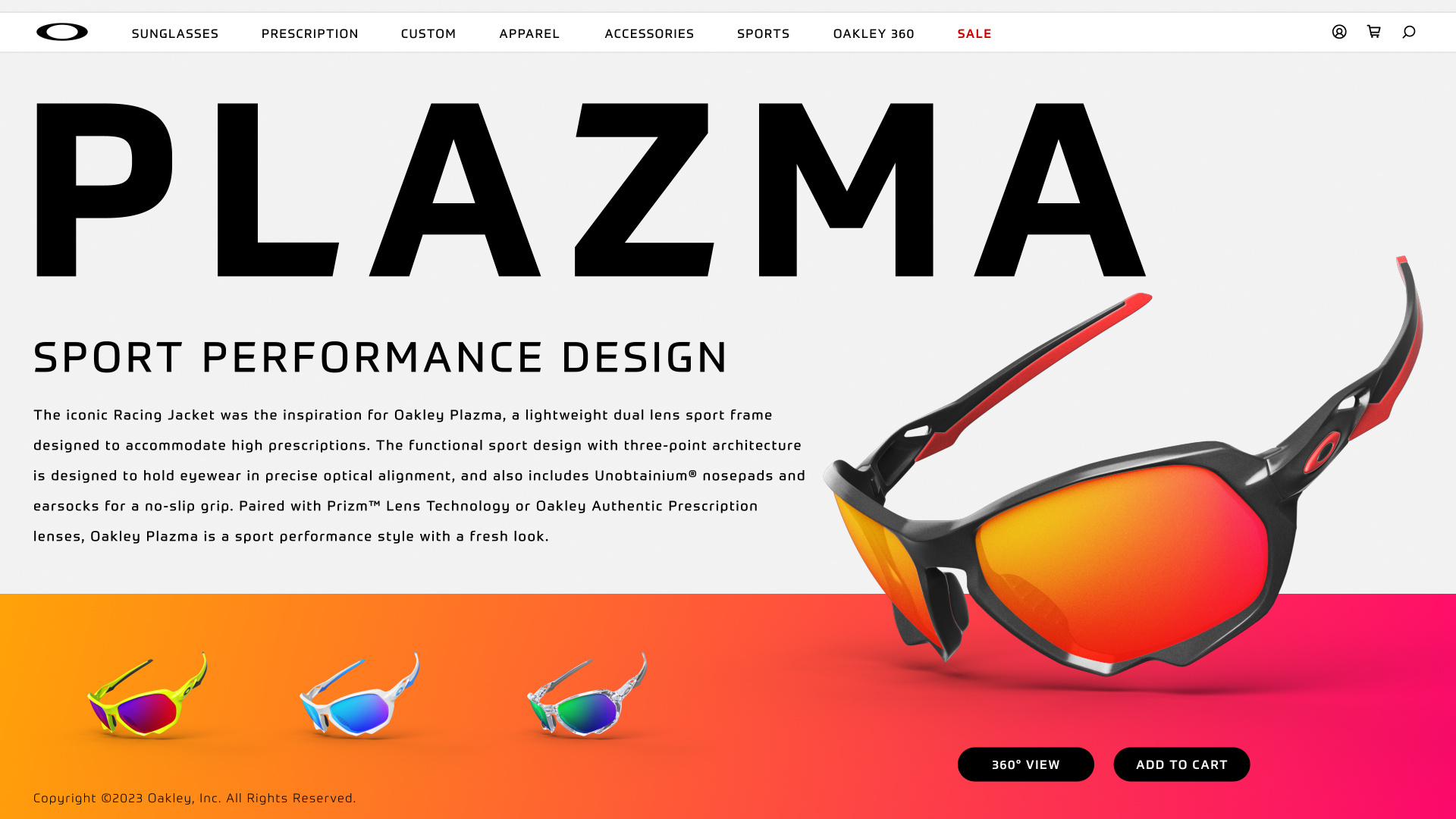 Oakley Landing Page Concept 3d animation branding graphic design motion graphics ui