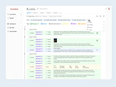 AI-Powered Court Case Timeline Design for HotShot ai chat aipowered court case ai court files dashboard data table data timeline documentsearch freelance designer lawyer legal legal data saas timeline timelinedesign ui ui table