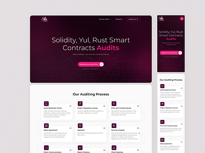 Smart Contracts Audit Website🚀 auditing color palette creative crypto design inspiration digital art dribbble dribbble showcase graphic design illustration interaction design modern responsive design smart contracts technology uiux user interface visual design web design website