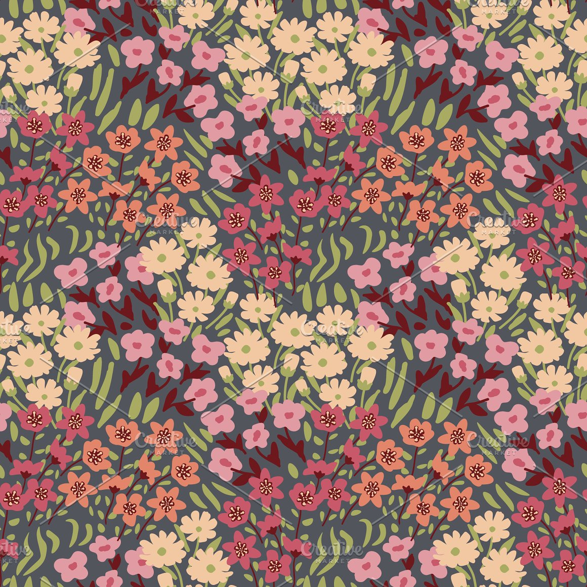 Various flowers pattern by Margarita Starchenko on Dribbble