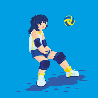 Sport girls! art artwork blue character cookies design digital editorial girl illustration sport vector voleiball