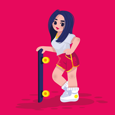 Sport girls! art artwork character cookies design digital editorial girl illustration skater sport vector