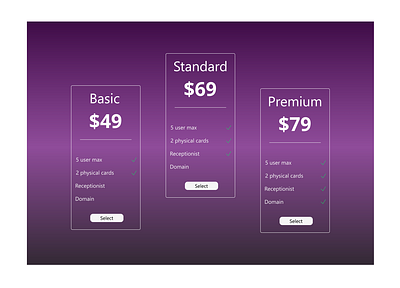 DailyUI #030 - Pricing plan ui