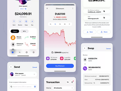 Crystal wallet | All screens 3d design after effect animation blockchain crypto wallet iphone 15 mobile mobile app motion product design ui uiux user interface visual design