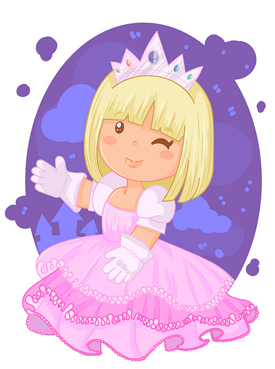 Princess! art artwork blonde character cookies crown cute design digital editorial illustration lovely pink princess vector