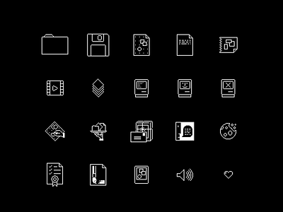 Pixell | Icons apple bitmap black design icon icons identity illustration macintosh menu navigation negative personal pixel pixelart portfolio susan kare ui vector white