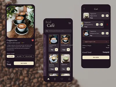 Coffee Shop Mobile Ui app branding design graphic design illustration logo typography ui ux vector