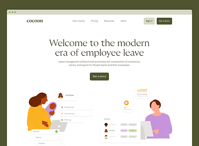 Cocoon brand and website refresh brand branding design graphic design hr illustration leave leave management logo marketing ui ux vector web design website website design