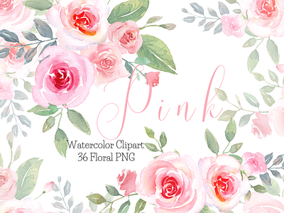 Watercolor Pink Rose Clipart clipart floral illustration floral invitation floral painting graphic elements hand painted pink floral pink flowers pink rose pink rose design rose clipart rose illustration watercolor art watercolor clipart watercolor design watercolor flowers watercolor illustration watercolor rose