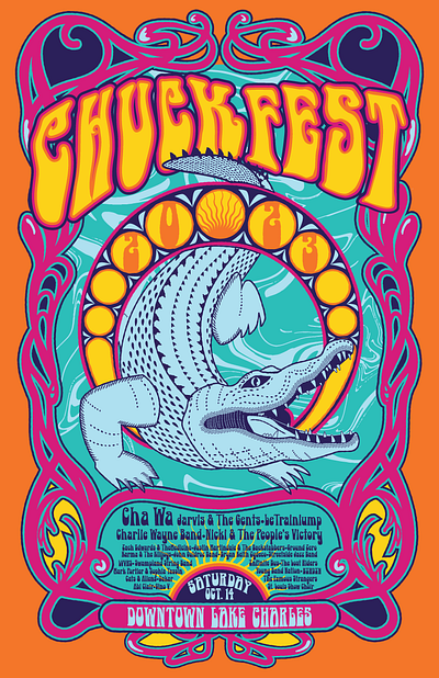 Chuck Fest 2023 design festival festival poster illustrator louisiana psychedelic vector