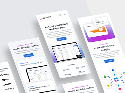 Getbetter - Responsive Saas Landing Page attendance monitoring data analytic data workspace hitech invoicement landing page landingpage saas saas design saas landingpage saas product saas task management saas website tech time tracking ui ux uidesign web app webdesign website