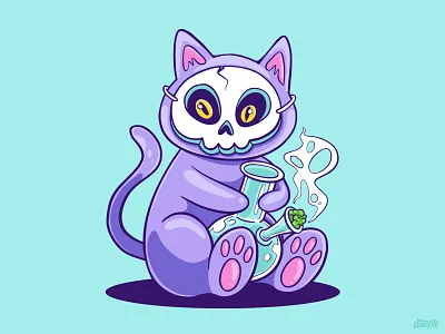 Masked Cat cartoon cat character costume halloween logo design mascot spooky sticker sticker design weed