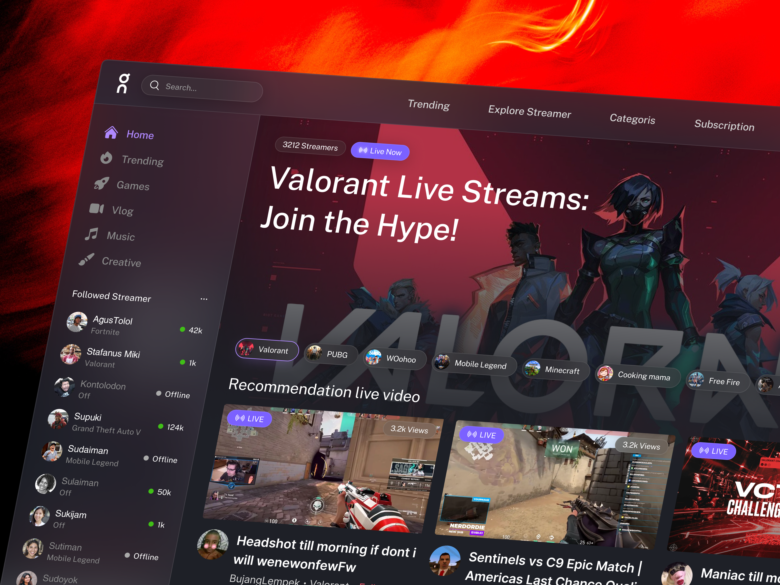 ILive - Live Streaming Platform card dark mode dashboard dekstop design game gamer live live streaming product design stream platform streamer streaming streaming platform twitch ui video video recording twitch youtube