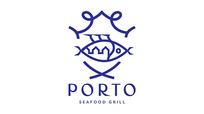 Porto Seafood Grill Logo finchbox studio fish logo logo design porto seafood grill