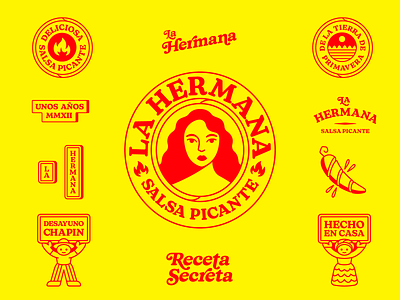 La Hermana No. 2 badge badges character design doll fire graphic design hot sauce icon illustration jalepeno lady logo pepper spanish suite typography woman wordmark