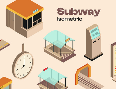 Subway Elements Isometric business creative display graphic design illustration isometric subway vector