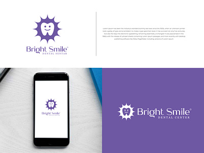 Bright smile logo design. Mobile app logo. apps logo branding bright center dental dentist face graphic design happy illustration light logo logo design mobile app smile sun teeth tooth ui