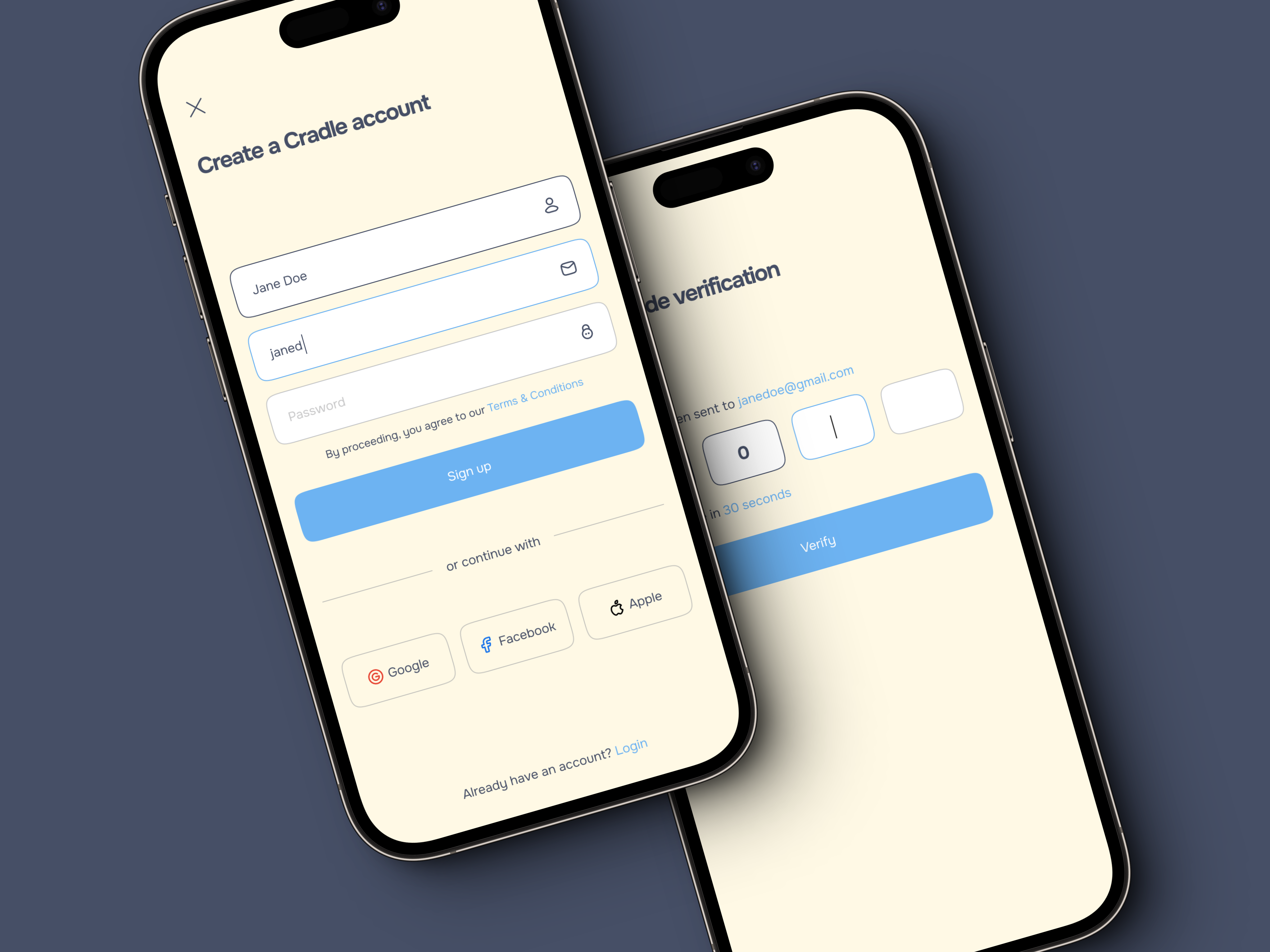 Signup and OTP Verification screens ecommerce mobile signup verification
