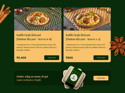 Kalifh Biryani - Product Card & Bulk Order Card oredernow product card ui website