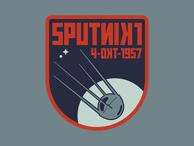 Sputnik 1 badge design illustration logo patch retro space age space logo space race sputnik vintage