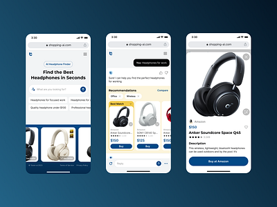 AI that helps you choose products ai chat chatgpt marketplace product detail search ui ux website