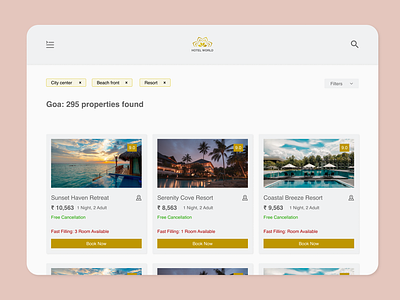 Hotel or Vacation Rental Booking #Day67 dailyui day 67 hotel booking hotel listing ui design visual desing