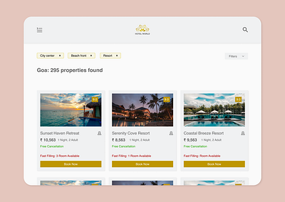 Hotel or Vacation Rental Booking #Day67 dailyui day 67 hotel booking hotel listing ui design visual desing