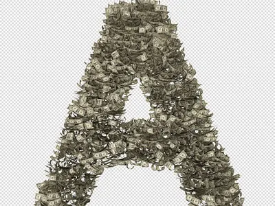 Cash money USD dollar alphabets letters transparent png