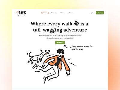 UI Design - Dog Walking Web Landing Page dailyui design dog walking doodle illustration landing page minimal personal project ui ui ux design user experience user interface ux visual design web design website