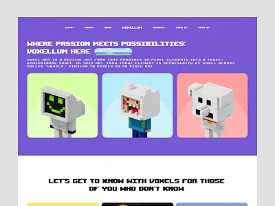 Voxellum Website ui voxel voxelart website