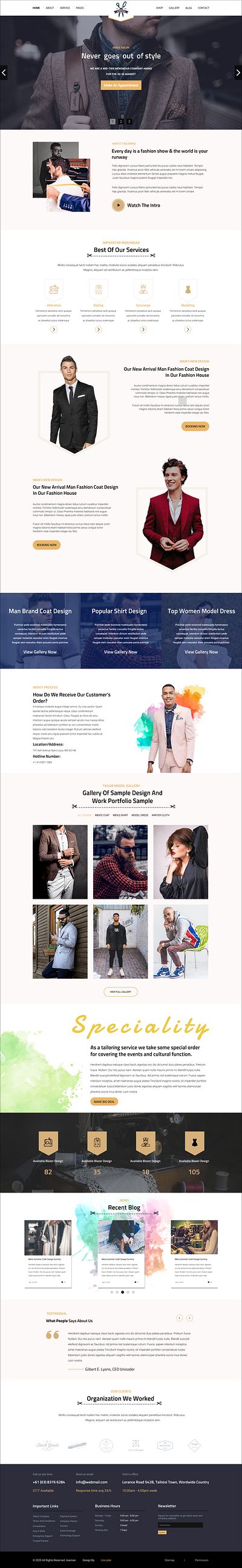 Men Tailor Website figma landing page multipage website uiux web design