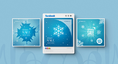 "Winter Sale" Social Media Post Design Template festive fun fire side chats