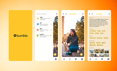 Bumble redesign - new feature to find travel buddies bumble redesign ui