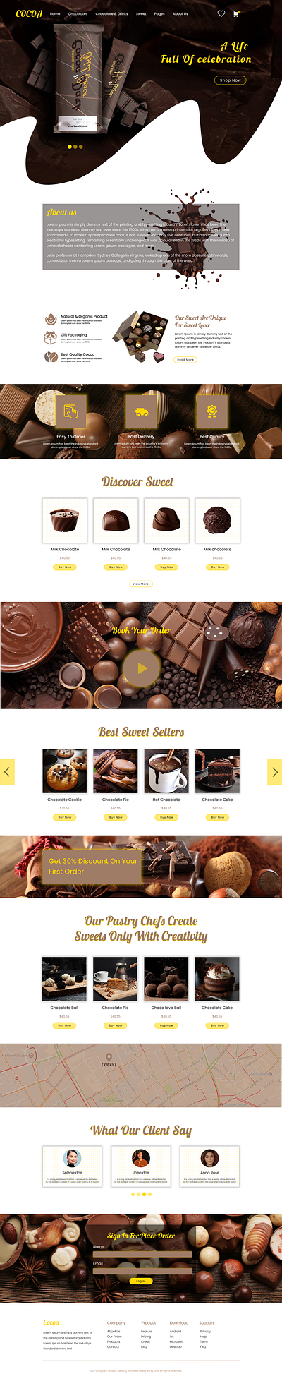 Cocoa Chocolate Product Selling Store figma ui uiux ux web design website