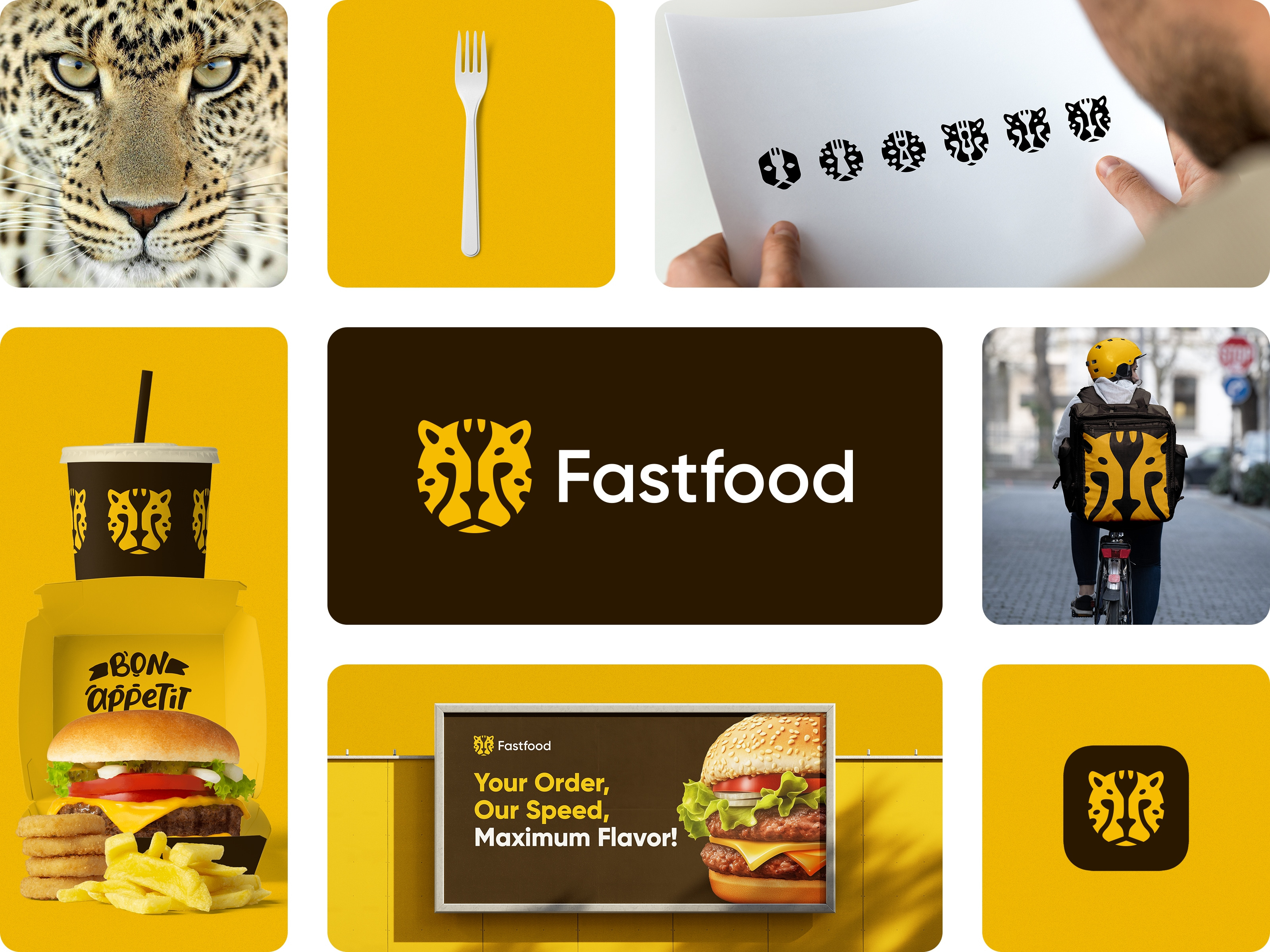 Fastfood - Logo Design animal branding cafe cheetah face fast food fork freelance logo design freelance logo designer head lion logo logo design logo designer meal minimal restaurant simple tiger
